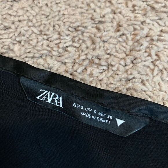 Zara Satin Wrap Black Solid Mini Skirt Small S Retro - Picture 3 of 5